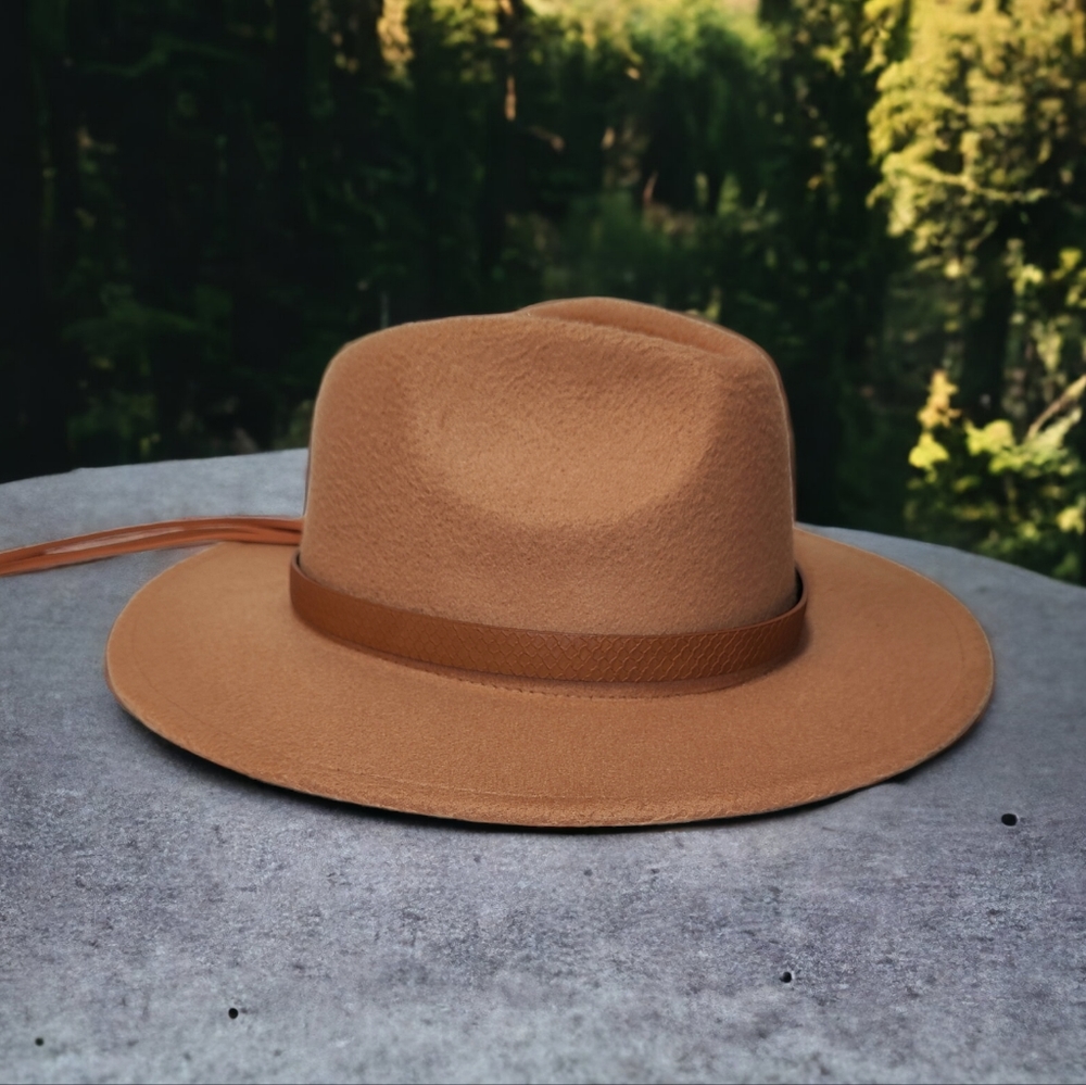 Unisex Felt Wide Brim Fedora Hat - Picture 7 of 9